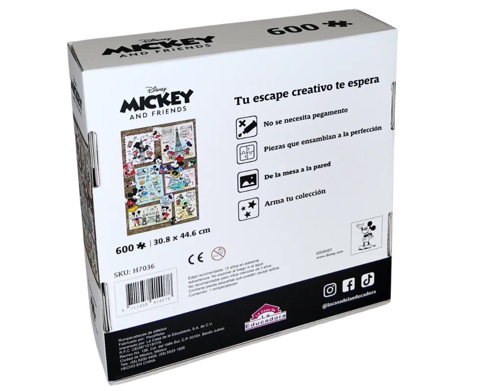 Mickey y Minnie de Viaje, Rompecabezas 600 Piezas de Plástico Disney