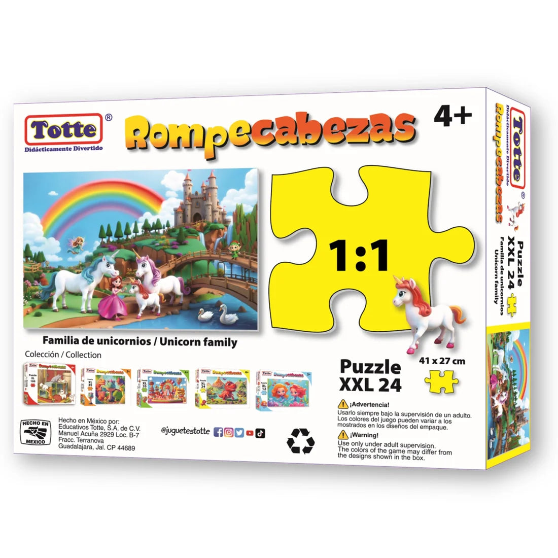 Familia de Unicornios Rompecabezas 24 Piezas XXL, Educativos Totte