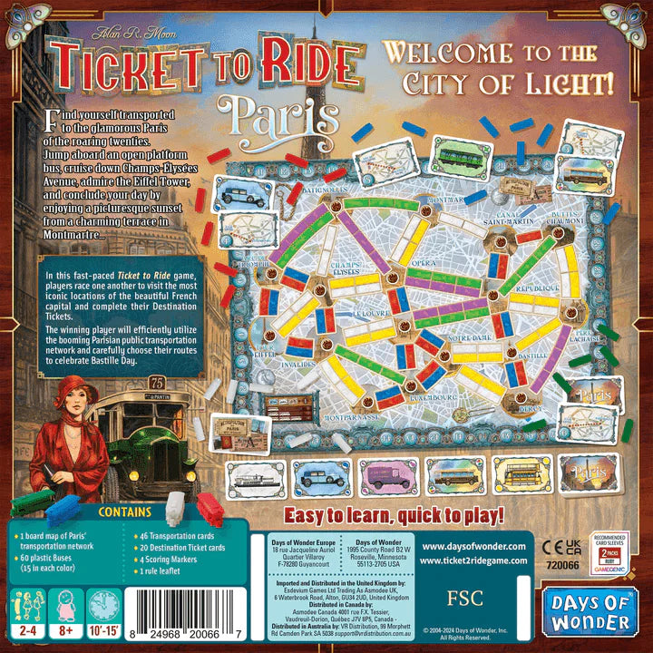 Ticket to Ride Paris (Inglés), Juego de Mesa Asmodee