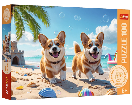 Perritos en la Arena Rompecabezas de 100 Piezas