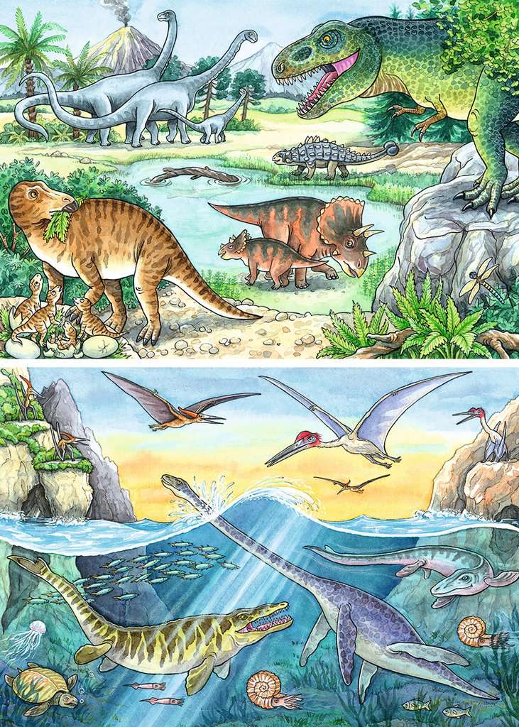 Dinosaurios de Tierra y Mar: Rompecabezas 2 x 24 Piezas Ravensburger
