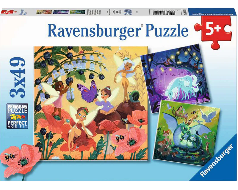 Personajes Mágicos: Rompecabezas 3 x 49 Piezas Ravensburger