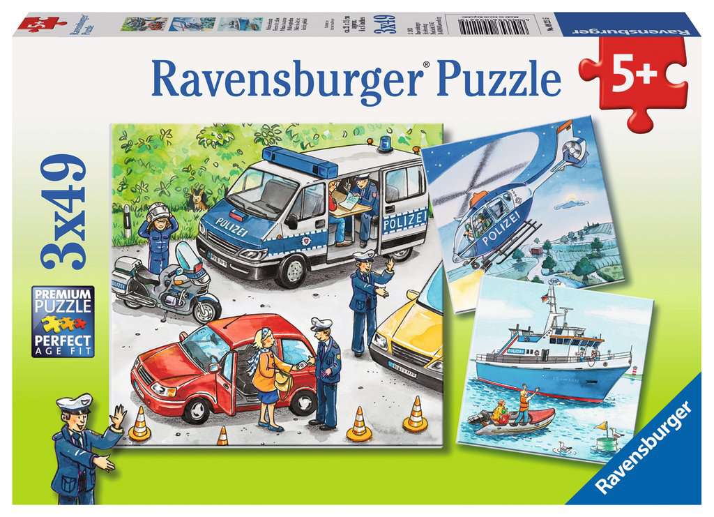Acción Policial: Rompecabezas 3 x 49 Piezas Ravensburger