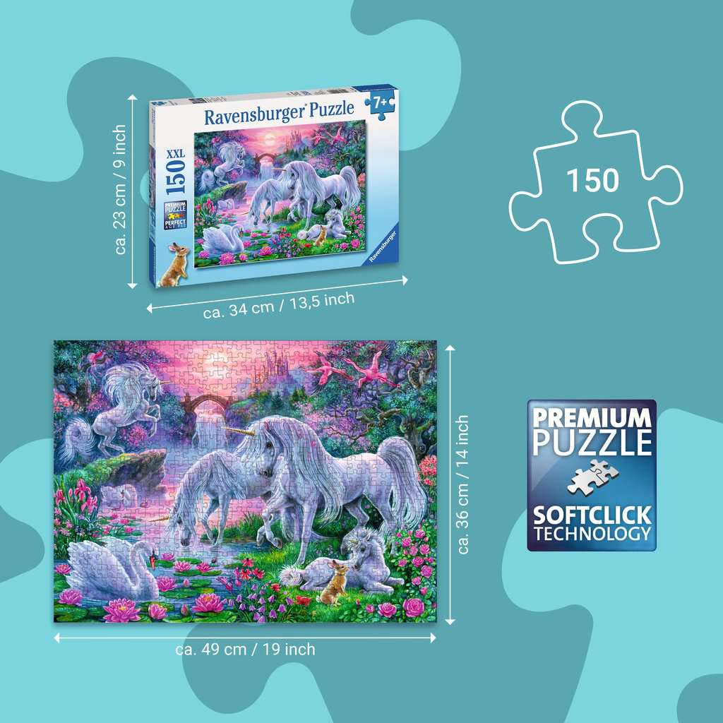 Unicornios a la puesta del sol: Rompecabezas 150 Piezas XXL Ravensburger