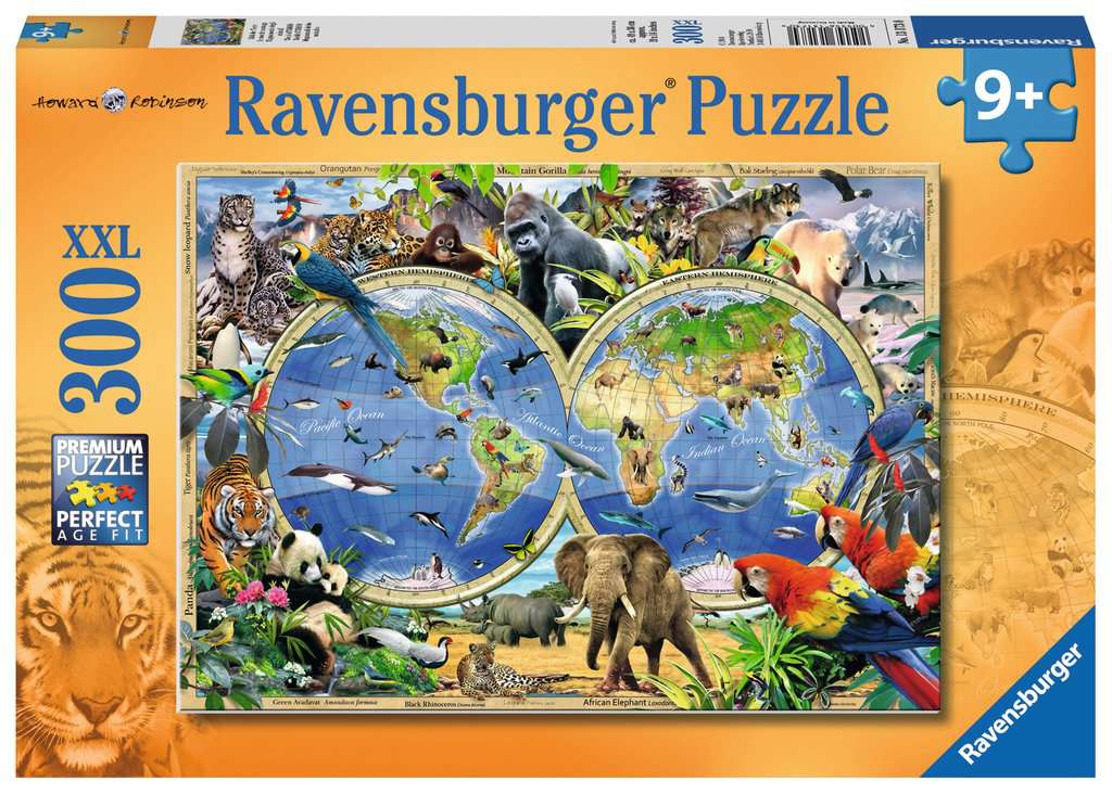 Mapa Animales Salvajes: Rompecabezas 300 Piezas XXL Ravensburger