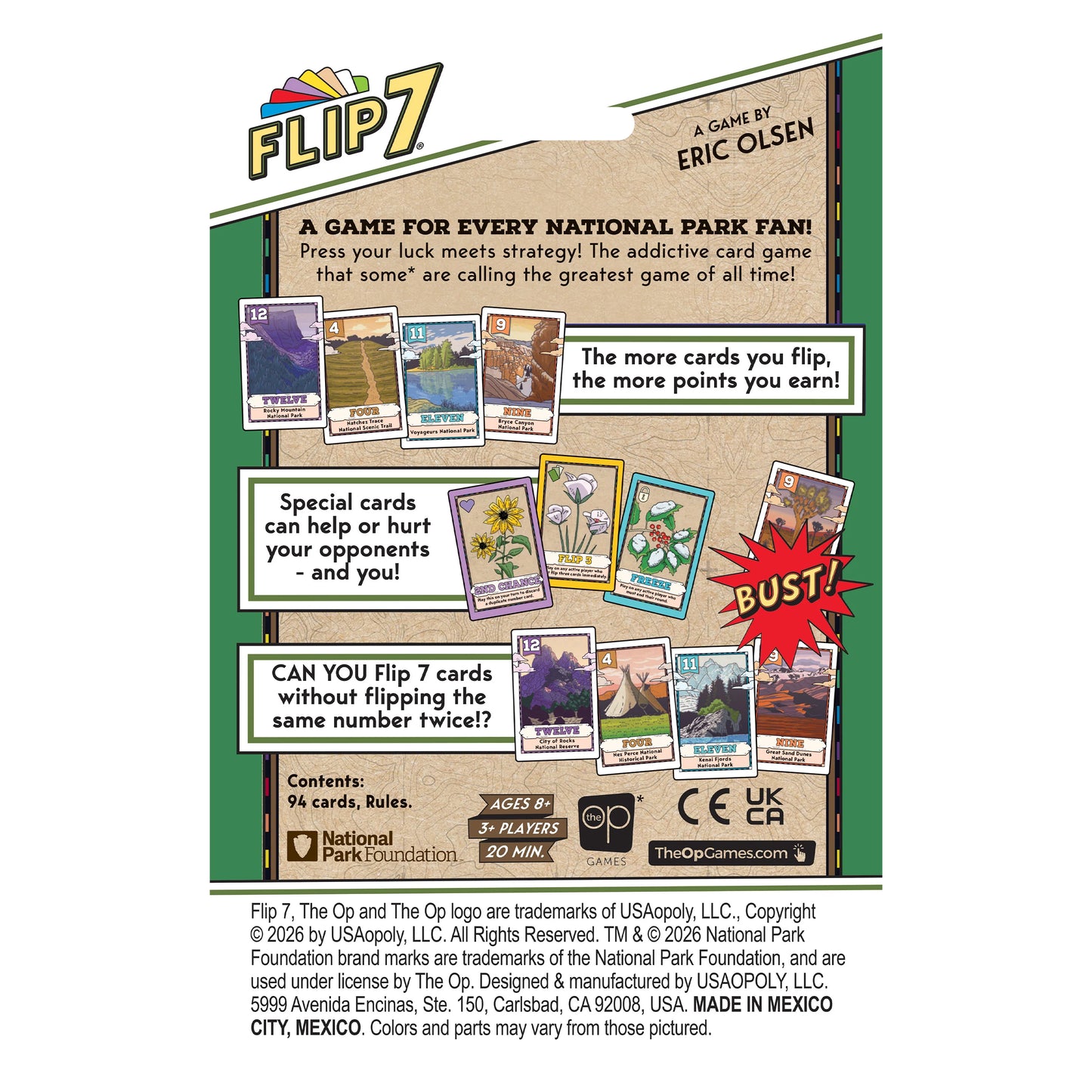 Flip 7 National Parks, Juego de Mesa USAopoly