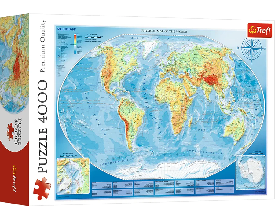 Mapa Físico del Mundo: Rompecabezas 4000 Piezas Trefl