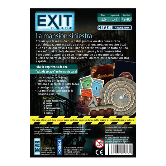 EXIT – La Mansion Siniestra, Juego de Mesa, Devir