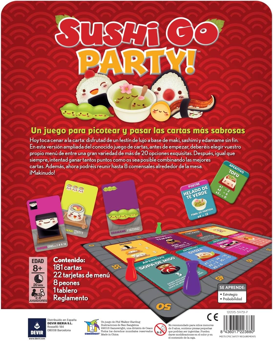 Sushi Go Party! en Español, Juego de Mesa, Devir