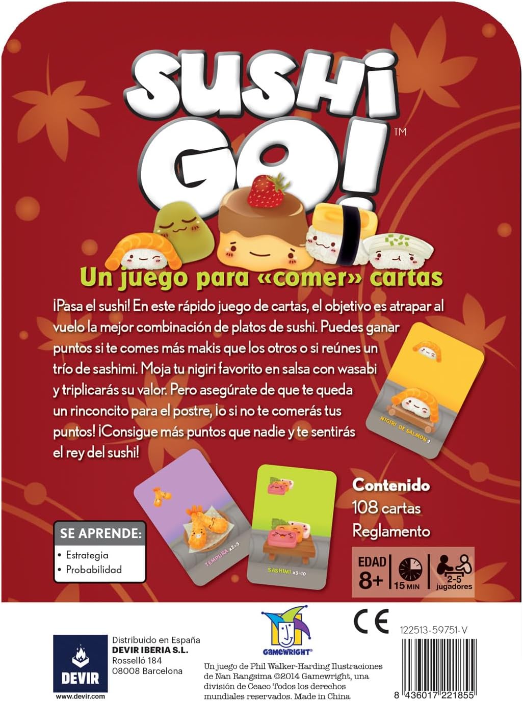 Sushi Go! en Español, Juego de Mesa, Devir