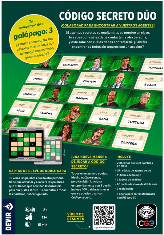 Código Secreto DUO, Juego de Mesa, Devir