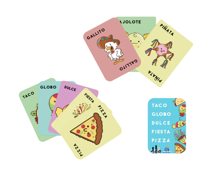 Taco, Globo, Dulce, Fiesta Pizza en Español. Blue Orange™