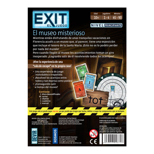 EXIT – El Museo Misterioso, Juego de Mesa, Devir