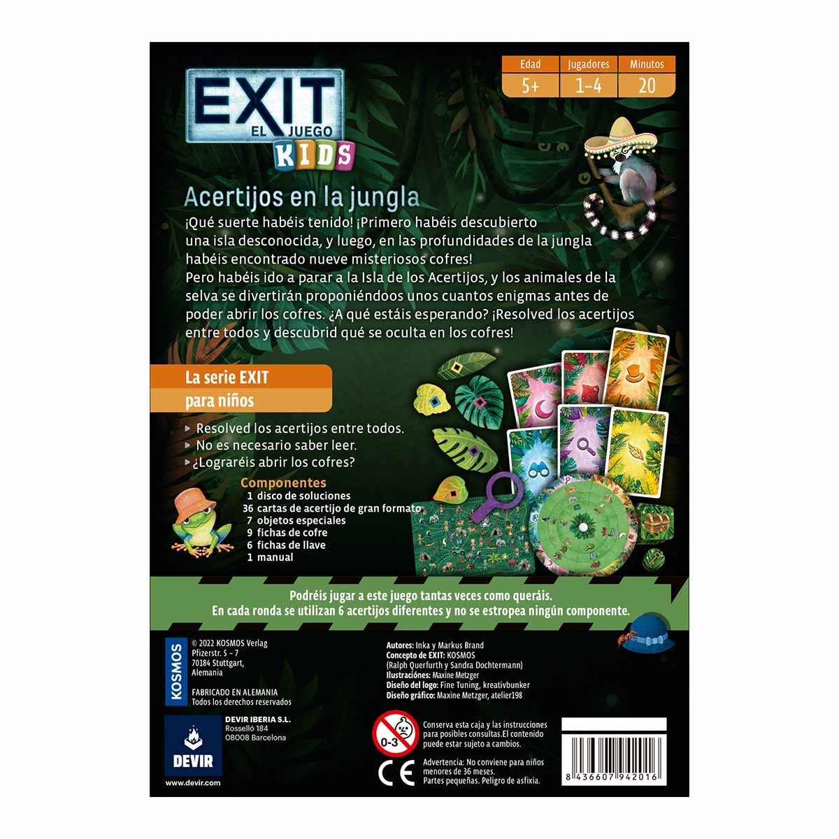 EXIT Kids –Acertijos En la Jungla, Juego de Mesa, Devir