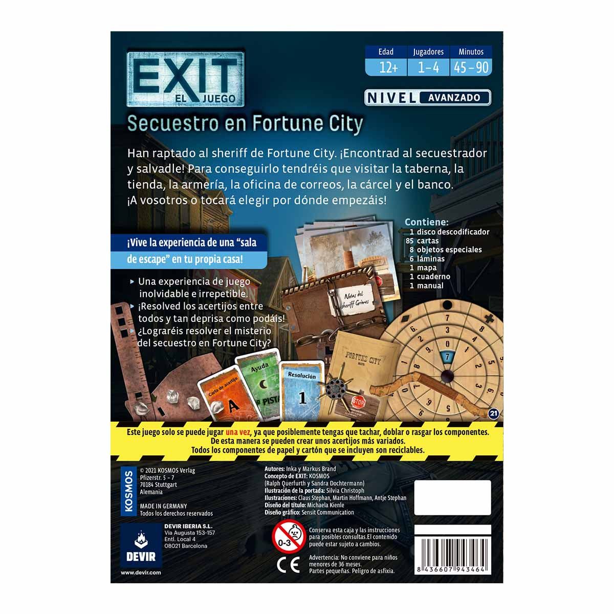 EXIT - Secuestro en Fortune City, Juego de Mesa, Devir