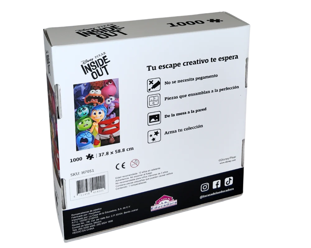 Intensamente Disney Pixar, Rompecabezas 1000 Piezas De Plástico