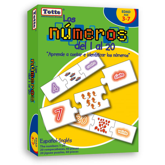 Los números del 1 al 20 (español-inglés), Educativos Totte