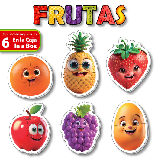 Frutas 6 Rompecabezas de 2 piezas , Educativos Totte