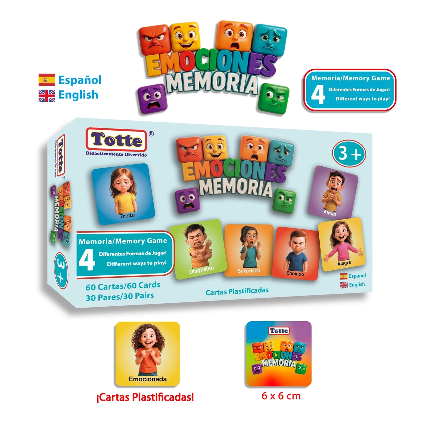 Memoria Emociones (español-inglés), Educativos Totte