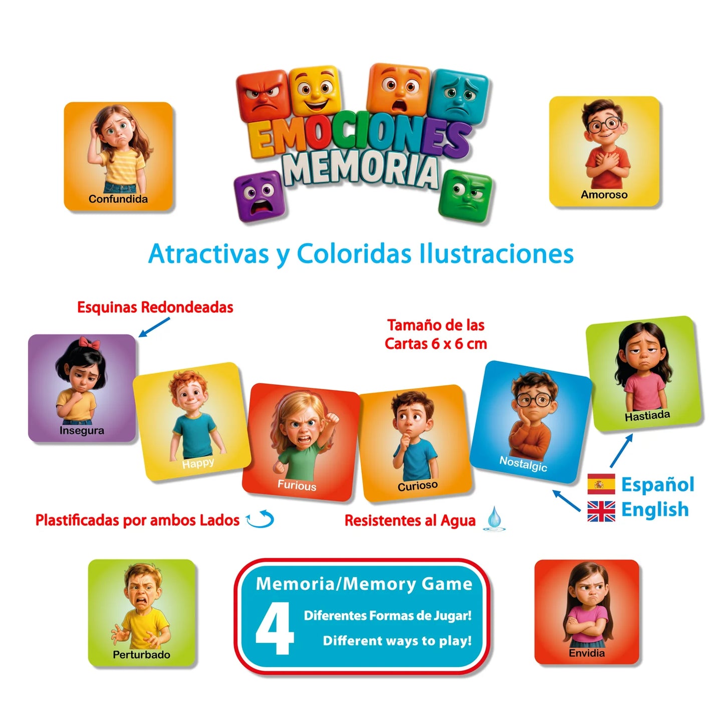 Memoria Emociones (español-inglés), Educativos Totte