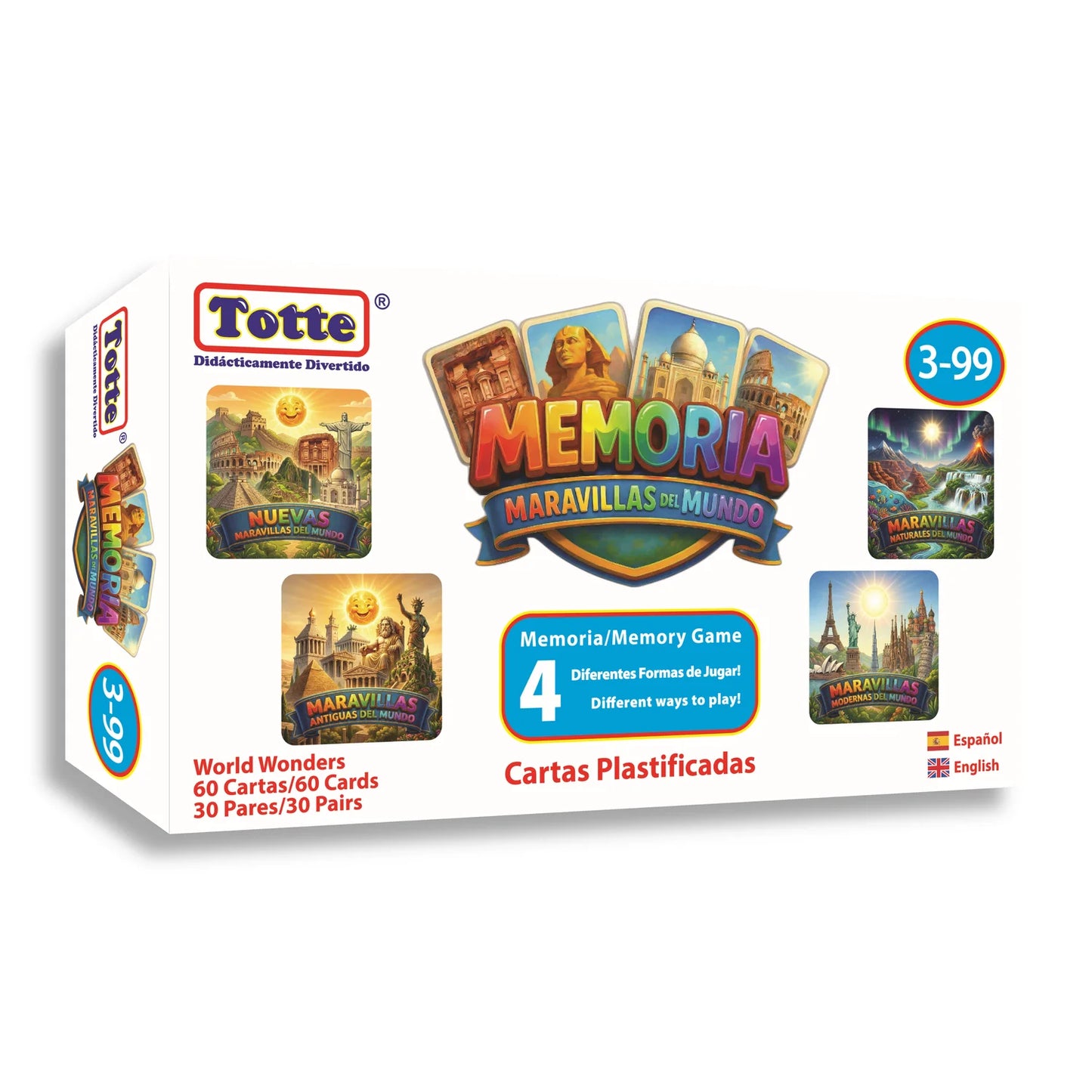 Memoria Maravillas del Mundo (español-inglés), Educativos Totte