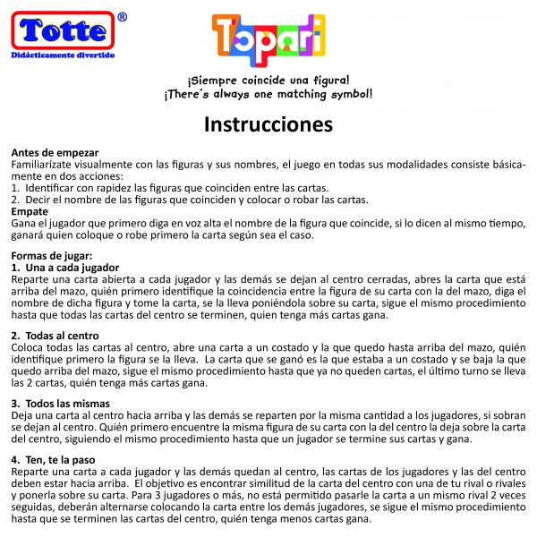 Topari, Juego de Mesa, Educativos Totte