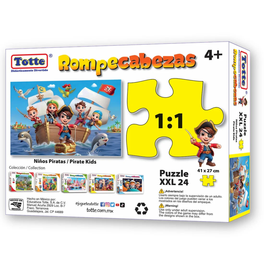 Niños Piratas Rompecabezas 24 Piezas XXL, Educativos Totte