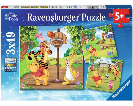 Winnie Pooh Haciendo Deporte: Rompecabezas 3 x 49 Piezas Ravensburger