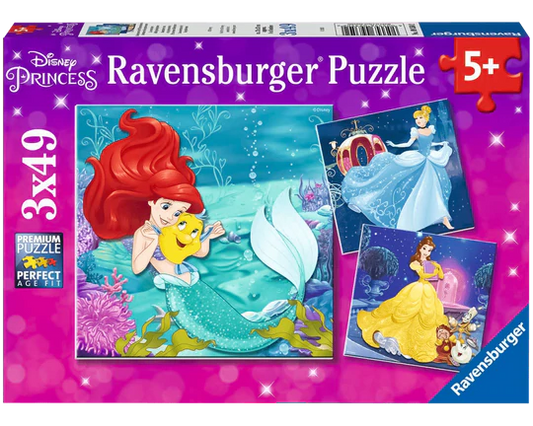 Aventuras de Princesas: Rompecabezas 3 x 49 Piezas Ravensburger