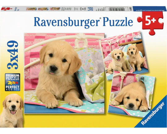 Cachorros: 3 Rompecabezas de 49 Piezas Ravensburger