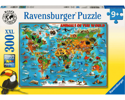 Mapa Animales del Mundo: Rompecabezas 300 Piezas XXL Ravensburger