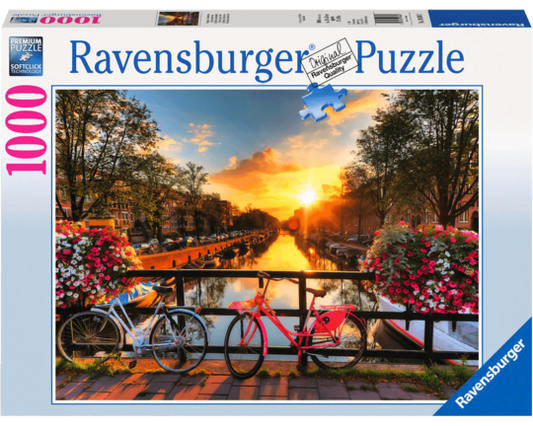 Bicicletas en Ámsterdam: Rompecabezas 1000 Piezas Ravensburger